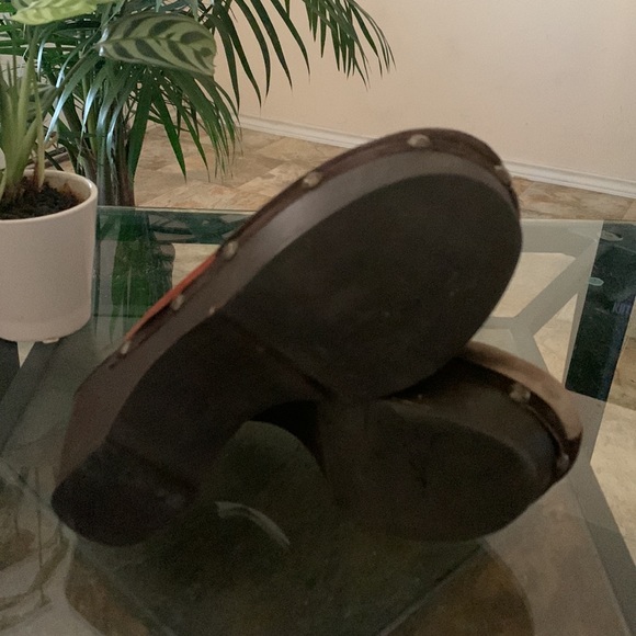 Y2K 90s FRANCO SARTO Chunky Suede Color-Block Studded Clog - Picture 10 of 11